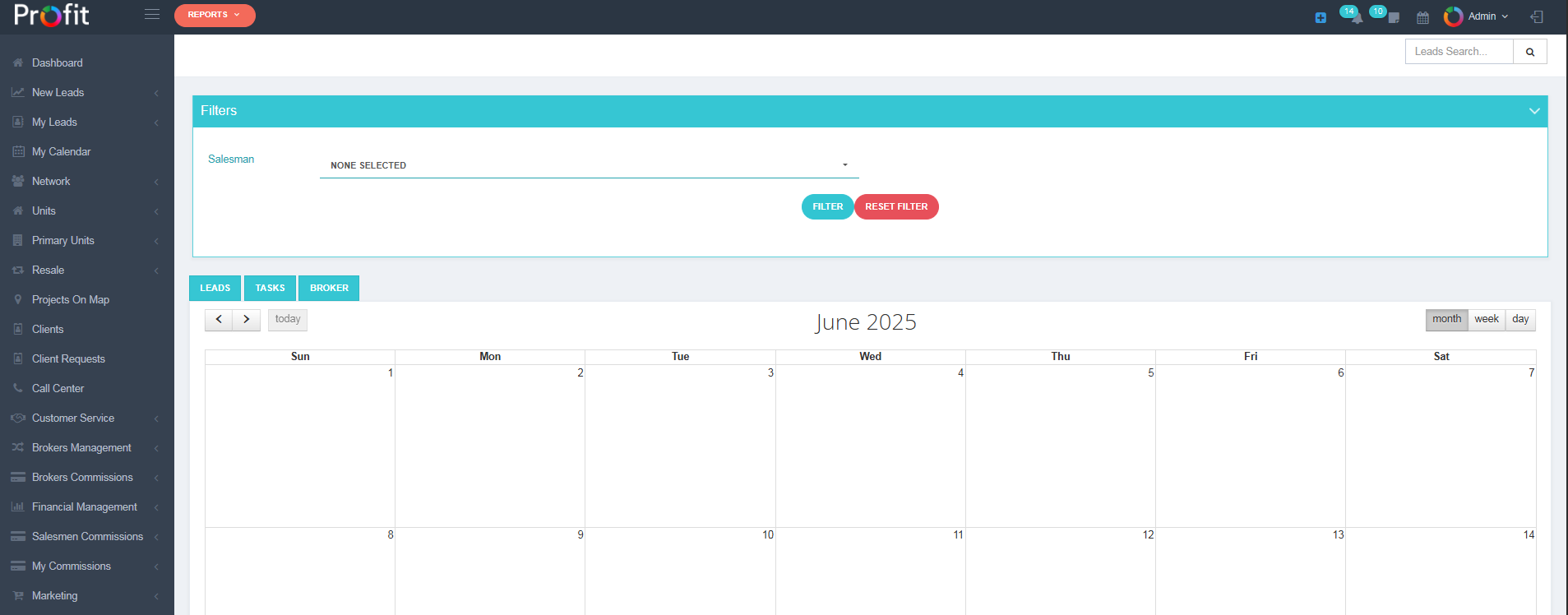 Calendar LEADS Management Interface